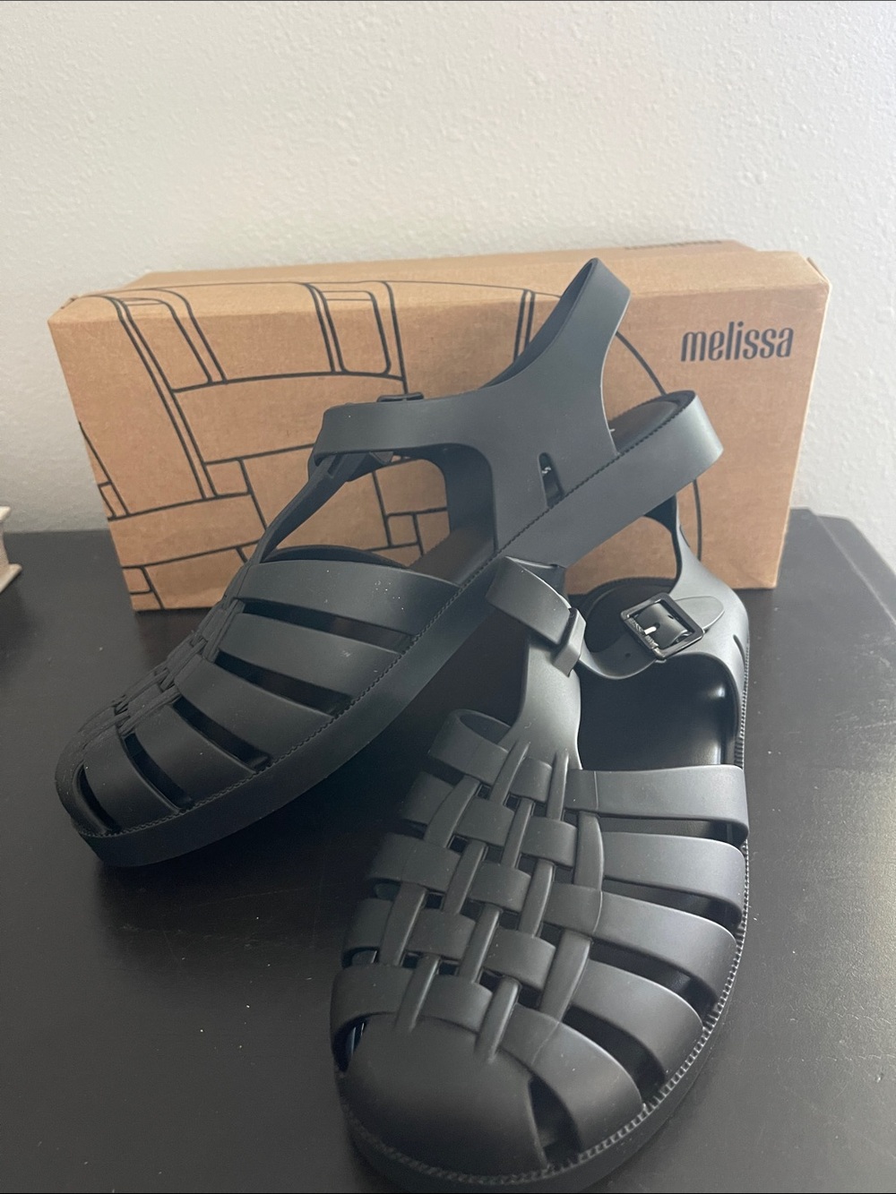 Melissa Women's Matte Black Jelly Fisherman Sandals